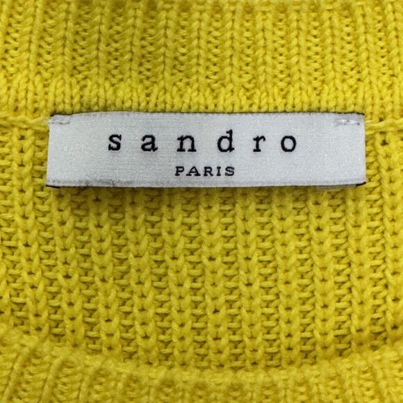 Sandro Paris Sweater Size 6 (2) Yellow Cotton Blend Knit Pullover Crewneck - Picture 2 of 7